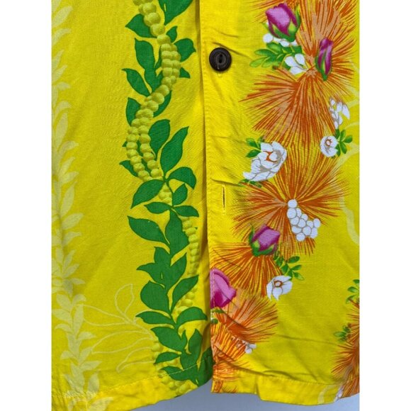 Vintage Hilo Hattie Hawaiian Yellow Floral Shirt Small S Rayon Button Down EUC - Picture 4 of 7